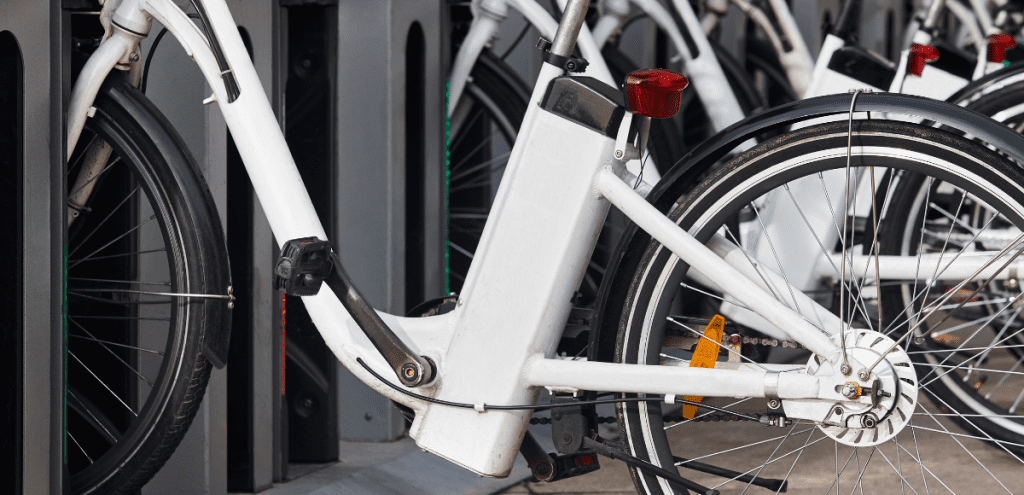 e-bikes parked aside