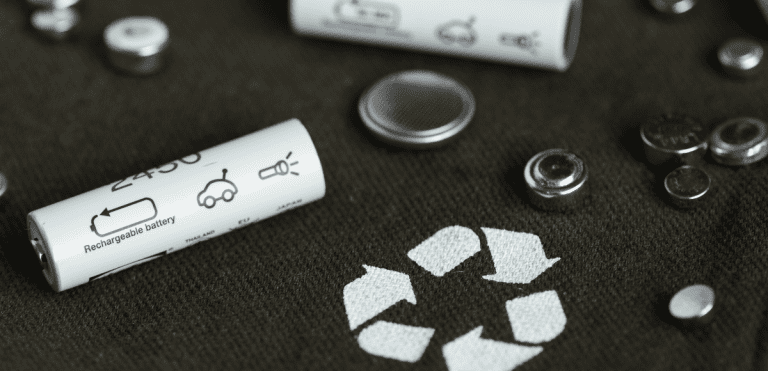 Lithium battery laying on the table and ready to be reused