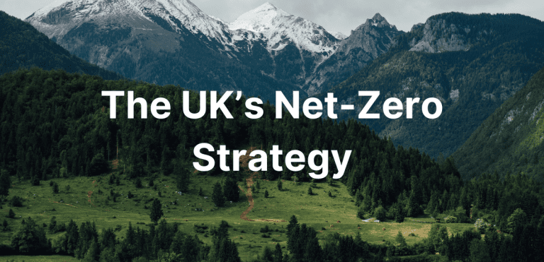 Nature background with UK's net zero strategy