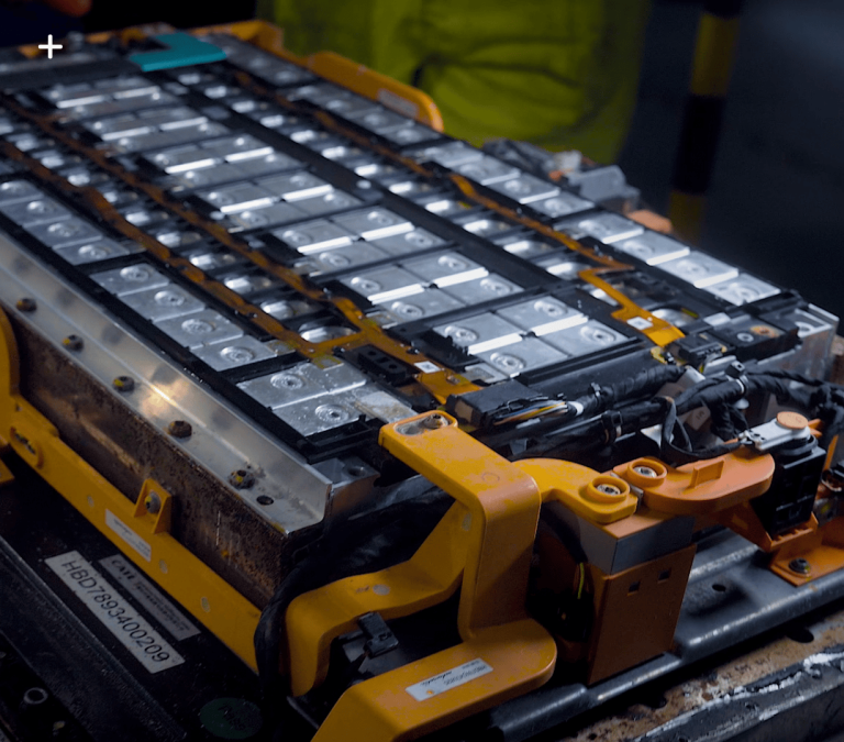 EV lithium battery pack is waiting for disposal