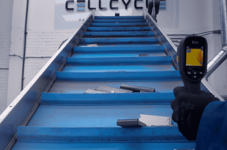 lithium battery recycling in progress